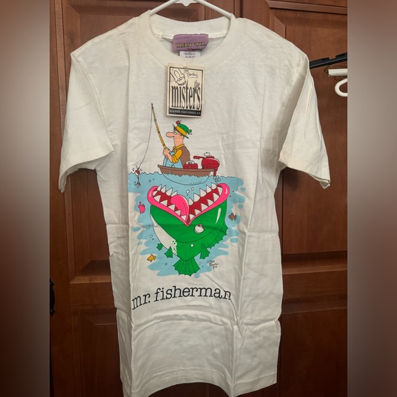 Jim Benton’s The Misters Mr Fisherman T Shirt M Liberty Flyer Oneita - Picture 1 of 4